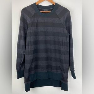 Theory size Large Women’s Janelo Sutherland Black Gray Striped Sweater